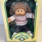 Cabbage Patch Kids Vintage Doll Brown Curly Hair Yellow Dress Boxed