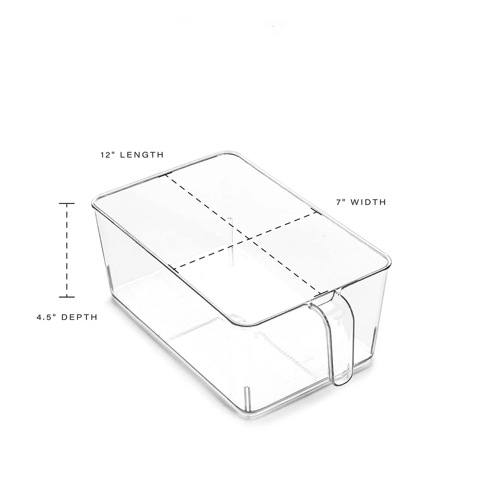 Recipientes de armazenamento de plástico transparente para despensa e geladeira, caixas organizadoras com alças - Imagem 2 de 4