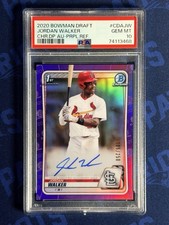 JORDAN WALKER Bowman 1st Purple On Card Auto RC PSA 10  POP 42 /250 SP BLAZER!