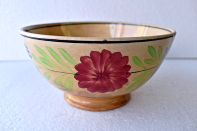 ANTIQUE Petrus Regout Maastricht Holland Blumen Tonwaren Schale Sphinx Marke ''