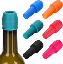 6 Pack Silicone Wine Stopper, Wine Stoppers for Wine Bottles, Wine Seal Stopp...