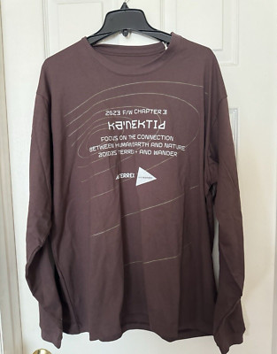 adidas $140 Men Large Terrex x And Wander Longsleeve T-Shirt Shadow Brown HZ0672