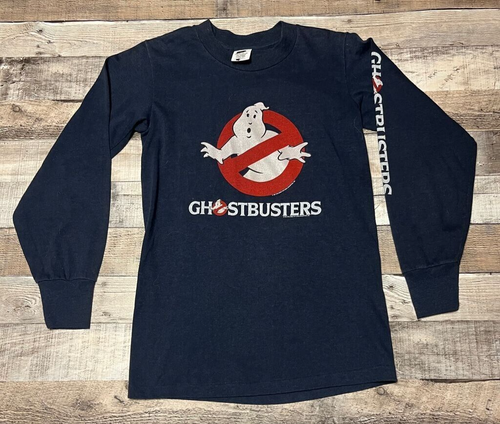 Ghostbusters Shirt Youth Large Blue Long Sleeve Vintage 1984 90s Ghost Movie
