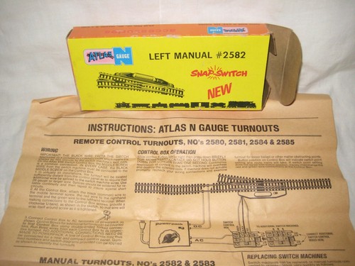 MIB Atlas N-Gauge Left Manual #2582 Snap Switch in Original Box w Instructions - Bild 2 von 10