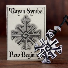 Hunab Ku Mayan Pendant Energy Necklace Talisman Black Sun Sigil Mexican Jewelry