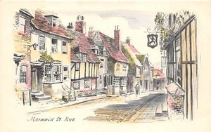 Details About Unsigned C 1910 Color Pencil Sketch Pc Mermaid Street Rye Sussex England