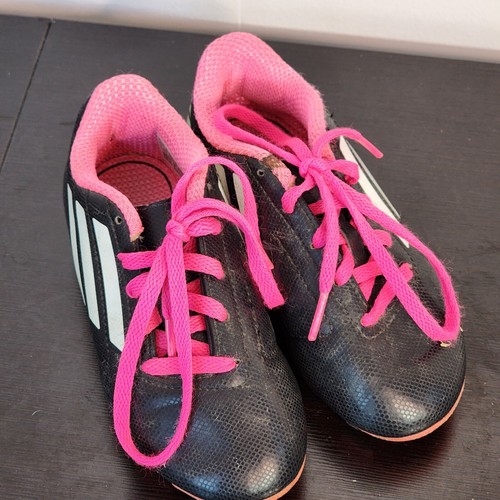 Adidas Soccer Cleats Youth Kids Boys Size 11K Black Pink Athletic Conquisto
