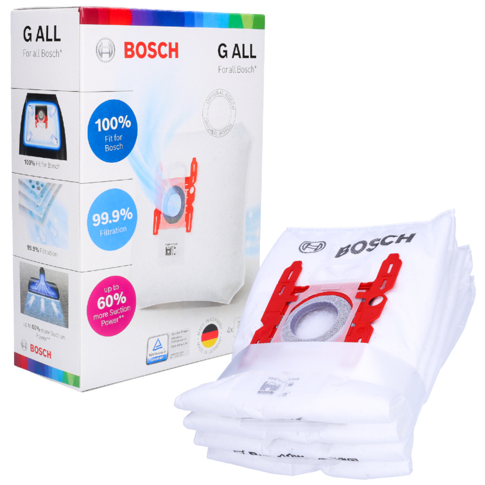 Bosch Bianco Sacco Per La Polvere Compatibile Con Aspirapolvere A Tamburo, Confezione Da 4 Pezzi - Immagine 4