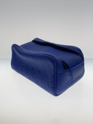 LOUIS VUITTON Monogram Taurillon Dopp Kit Pouch Clutch Bag Blue