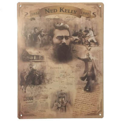 Ned Kelly Australian Bushranger Legend Wall Plaque Metal Tin Sign 35cm x 26cm
