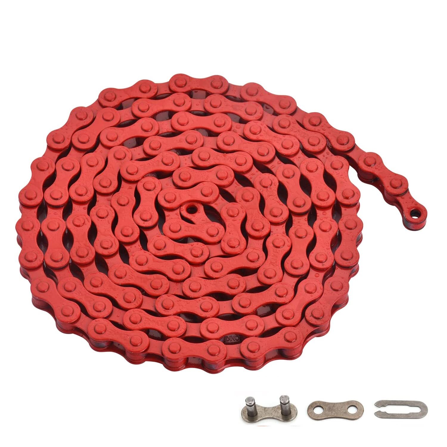 Single-Speed Bike Chain 1/2 x 1/8 Inch 122 Links 122L Red 1