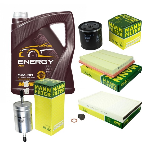 MANN-FILTER Inspektionspaket 5L Mannol Energy 5W-30 FüR Opel Astra G Cc 1.6-image