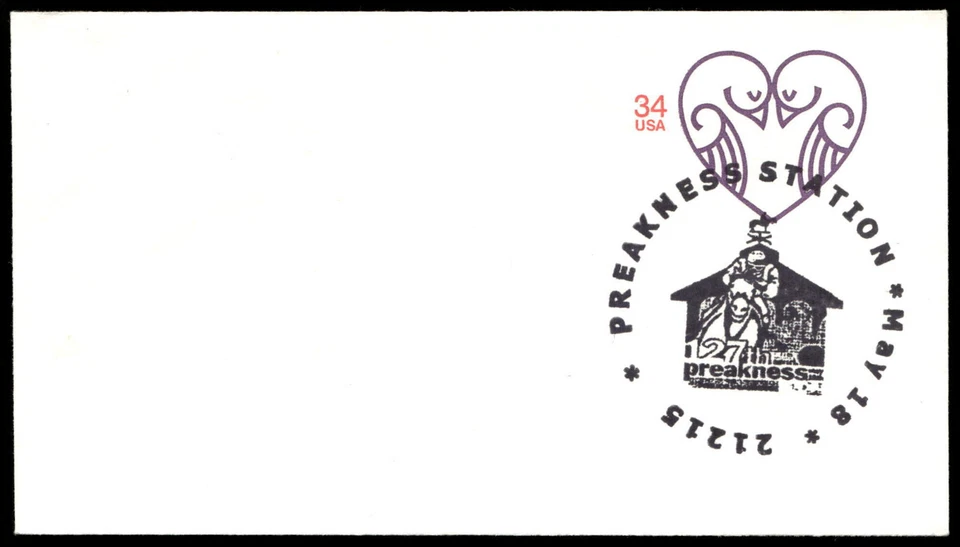 2002 US Love Letters 34¢ FDC 127th Preakness Station USPS Stamp - Image 3 of 4