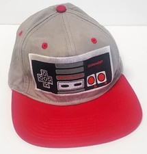 Vintage 2013 Nintendo NES Video Game Controller Gamer Snapback Hat Grey/Red OSFA