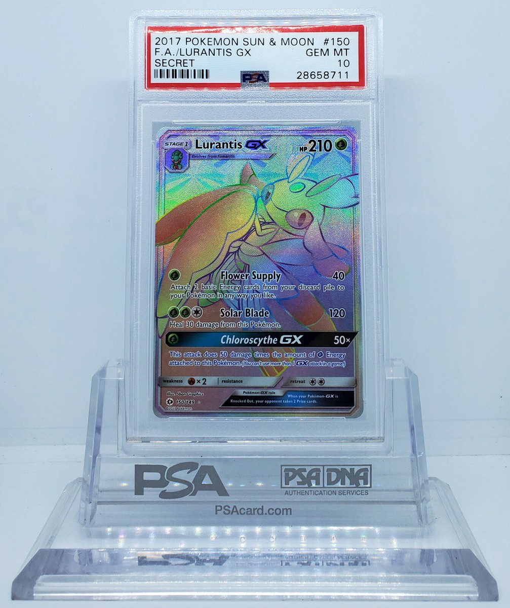 POKEMON SUN AND MOON LURANTIS GX #150 SECRET RARE HOLO FOIL PSA 10
