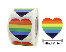 40 RAINBOW HEART ENVELOPE SEALS LABELS STICKERS 1.5" ROUND FAST SHIPPING