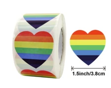 40 RAINBOW HEART ENVELOPE SEALS LABELS STICKERS 1.5" ROUND FAST SHIPPING
