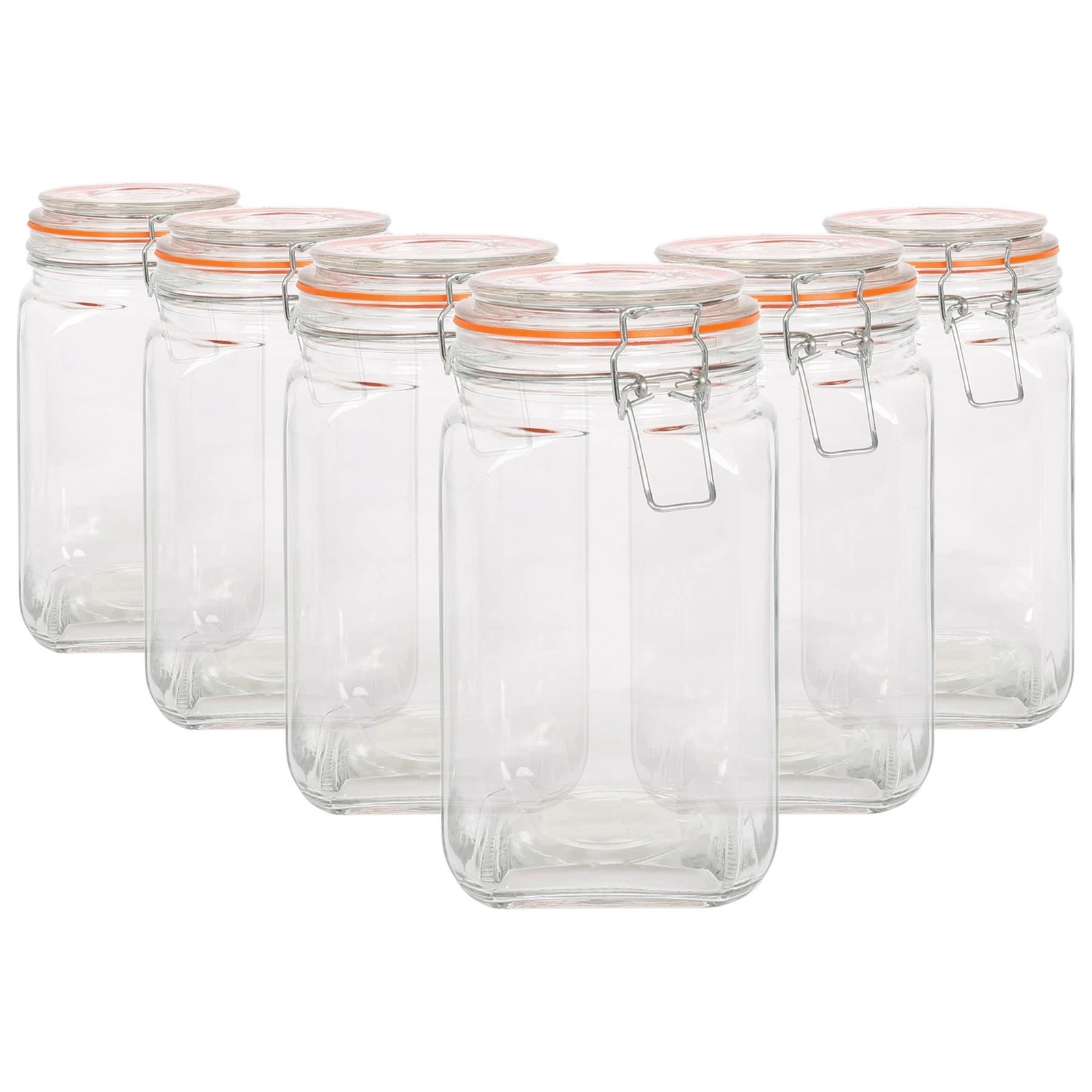 6x 1.25L Square Glass Jars with Clip-Top Lids Airtight Food Storage Canister
Opens in a new window o