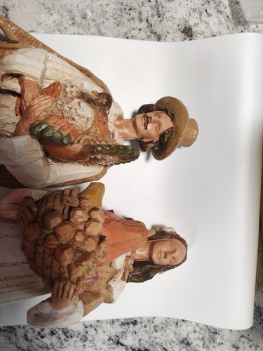 PILGRIM MAN&WOMEN SET THANKSGIVING HARVEST With TURKEY,VTG. DECORATION 15’’TALL - Picture 8 of 8