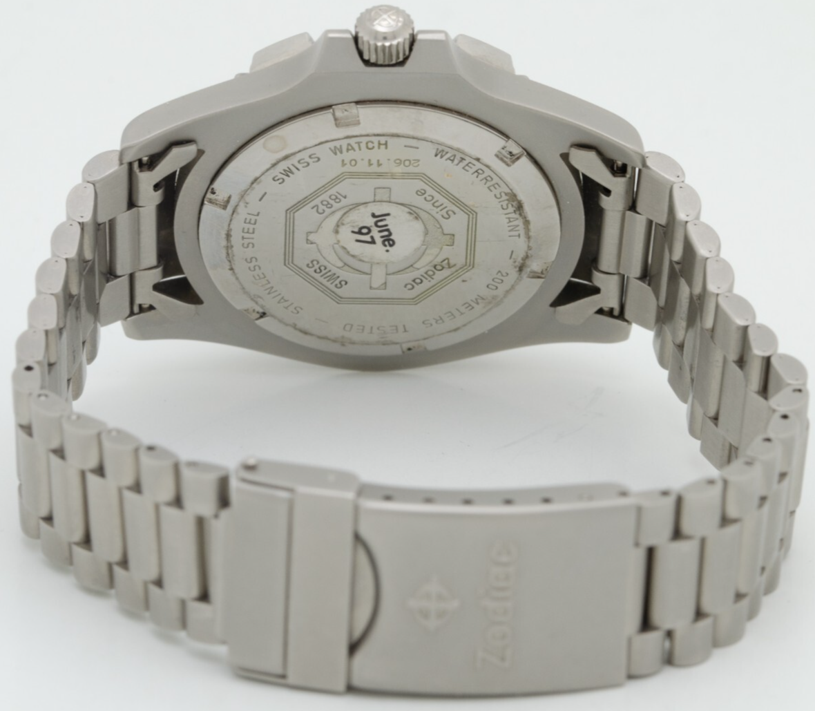 Zodiac Professional 200M Gray Dot 38mm Silver Steel Quartz Dive