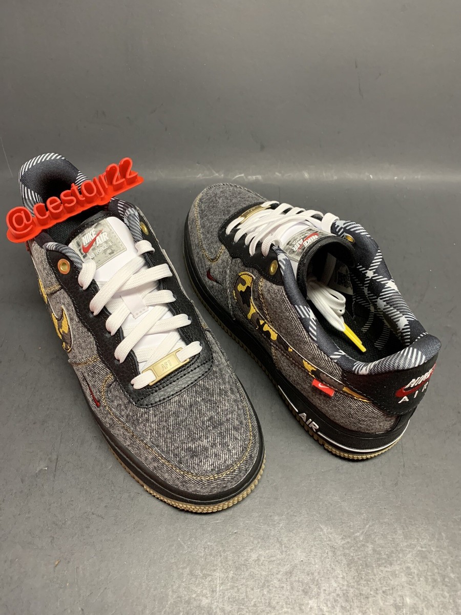 NIKE AIR FORCE 1 LV8 GS [DB1976 001] REMIX BLACK DENIM SZ 6.5 Y  