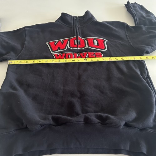 BigCotton Gear Sz M Western Oregon Wolves Sweatshirt 1/4 Zip Athletic Black Red - 第 3/13 張圖片