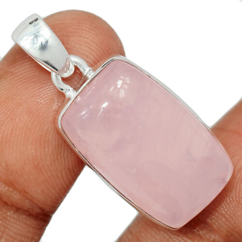 Natural Rose Quartz - Madagascar 925 Sterling Silver Pendant Jewelry CP36610 - Picture 1 of 1