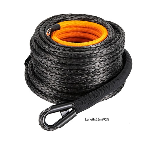 1/2x92ft Synthetic Winch Rope w/ Hook 31500LBS Car Tow Recovery Cable Tow Orange - Picture 7 of 18