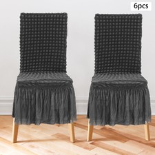 6 Pcs Chair Covers With Skirt, Wedding Stretch Chair Cover, Stretch Chair Cover