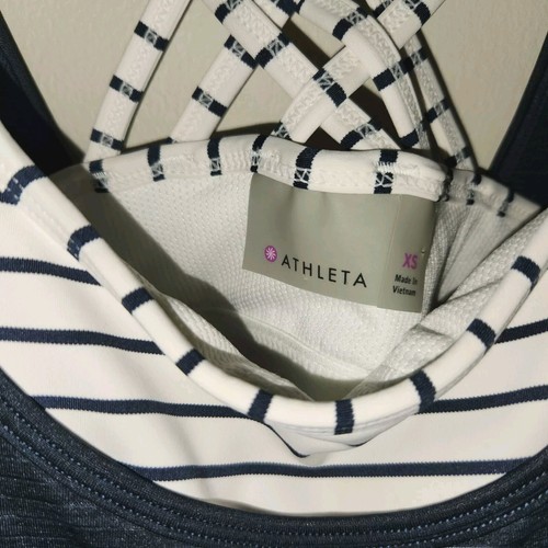 ATHLETA XS Navy Blue Strappy Racerback Tank Top Build In Bra w/padding - 第 5/7 張圖片