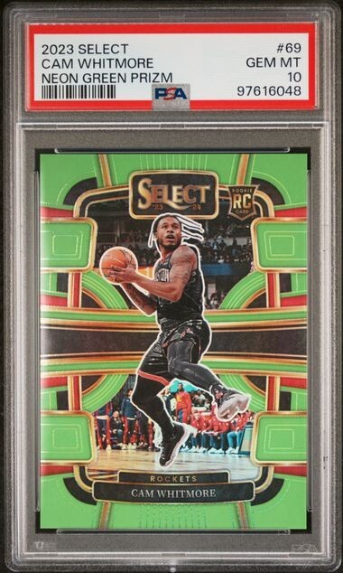 2023 Panini Select #69 Cam Whitmore - Neon Green Prizm /75 RC PSA 10