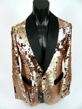 Mens Jacket Blazer REVERSIBLE Sequins Rose Gold INSOMNIA MANZINI Entertainer