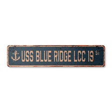 USS BLUE RIDGE LCC 19 Vintage Street Sign us navy ship veteran sailor rustic