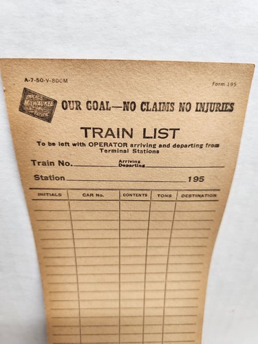 Vintage Train List Form 195 Chicago Milwaukee Railroad Paper 1950s - Picture 4 of 6
