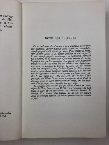 Carnets Janvier 1942 - Mars 1951 by Albert Camus French Edition 1964 Gallimard - Picture 4 of 8