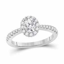 14kt White Gold Oval Diamond Halo Bridal Wedding Engagement Ring 1 Cttw