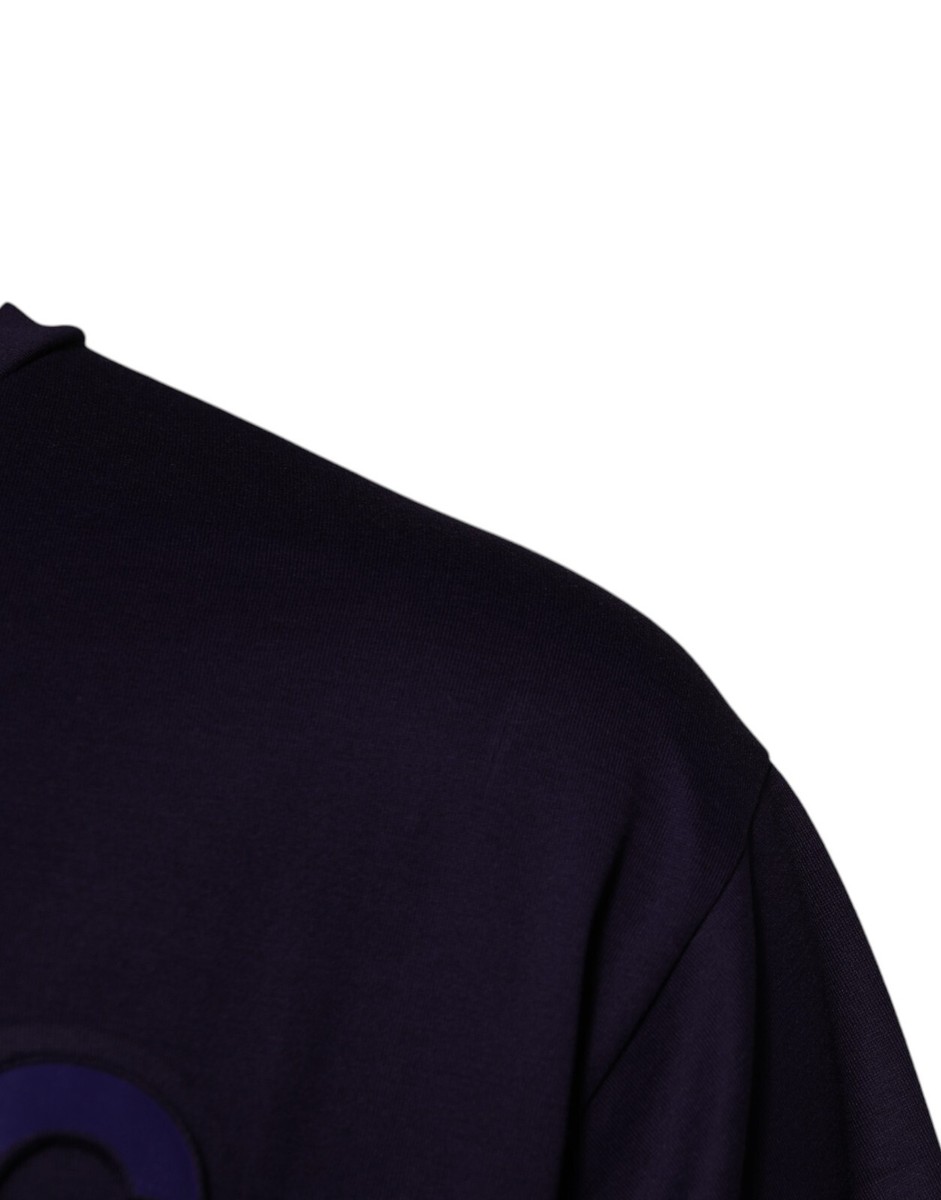 DOLCE & GABBANA T-shirt Navy Blue DG Logo Cotton Crew Neck IT46