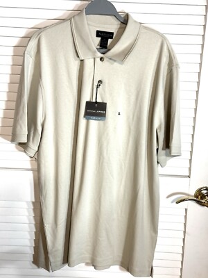 Van Heusen Mens Polo Shirt Beige Tan Size XL NWT Small Tag Hole Wrinkle Free