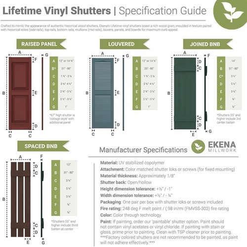 12" W x 47" H Vinyl Raised Panel Window Shutters - Lightweight & Water-Resistant - Picture 16 of 22