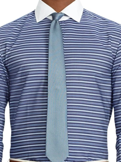 Camisa de vestir Ralph Lauren etiqueta púrpura Italia Aston azul a rayas con botones  Foto 2 de 4