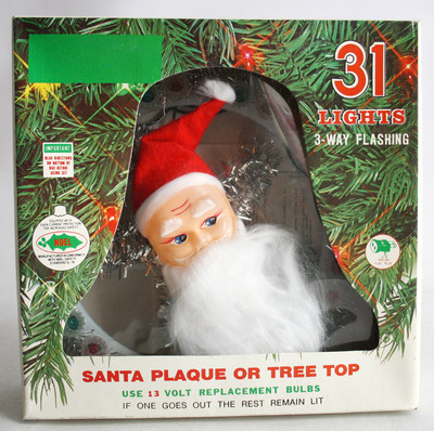 RARE VINTAGE 80'S CHRISTMAS SANTA TREE TOP 31 FLASHING LIGHTS 8