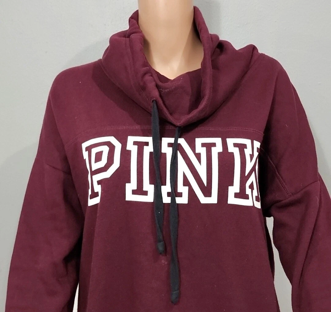 UNDERCOVER Victoria Secret Rosa Maglione Donna Borgogna Pullover Felpa con Cappuccio Taglia S Small