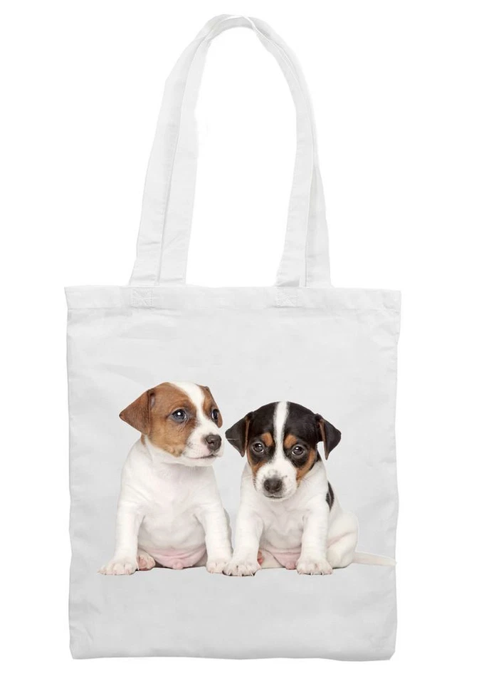TRIBAL T-SHIRTS Jack Russell Puppies Cotton Shoulder Bag - Russells Gift Present