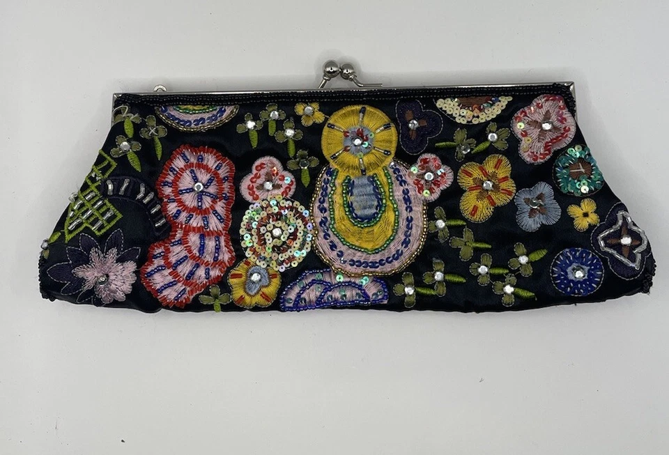 Bolso de mano de noche para mujer Bolso sin asas con cuentas Boda Fiesta Baile de graduación Cartera Lentejuelas de colección HB1 Foto 2 de 4