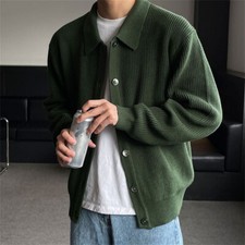 Men Knitted Cardigan Jacket Slim Long Sleeve Casual Sweater Coat Hoodie