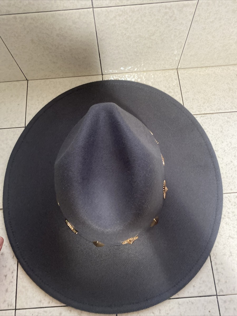 Anthropology GRAY Woven Ranch Faux Suede Hat W/ Gold Tone  display picture 1
