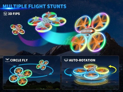 Drohne Kinder, Kamera, LED, Flugbahn, RC, WiFi, 1080p, Spielzeug - Bild 7 von 10