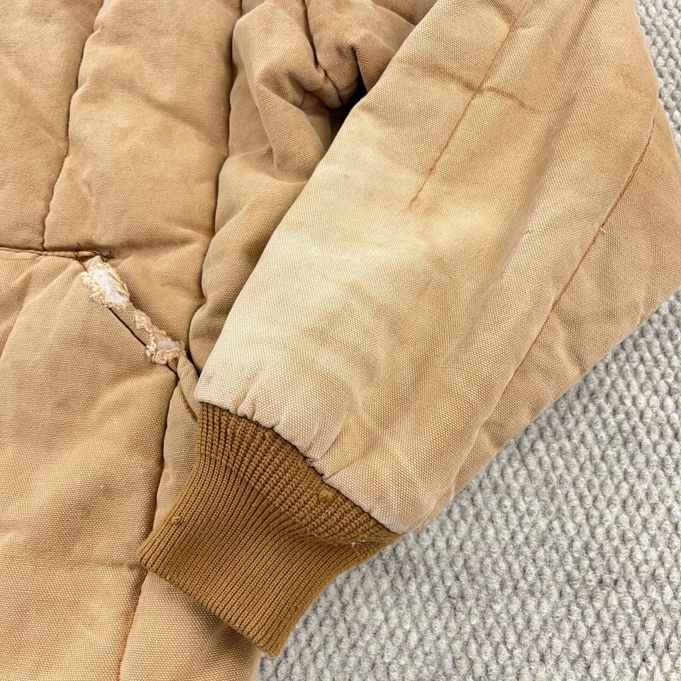 Jaqueta chave masculina vintage marrom bronzeado médio celeiro pato lona forrada desbotada desgastada - Imagem 3 de 4