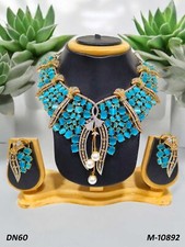 Indian Bridal Gold-Plated CZ Choker Necklace Set with Earrings Bollywood Style