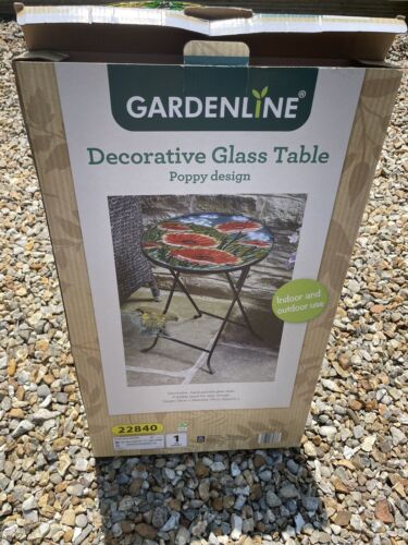 Decorative Folding Glass Table Garden/Conservatory Flower Design - Afbeelding 1 van 4
